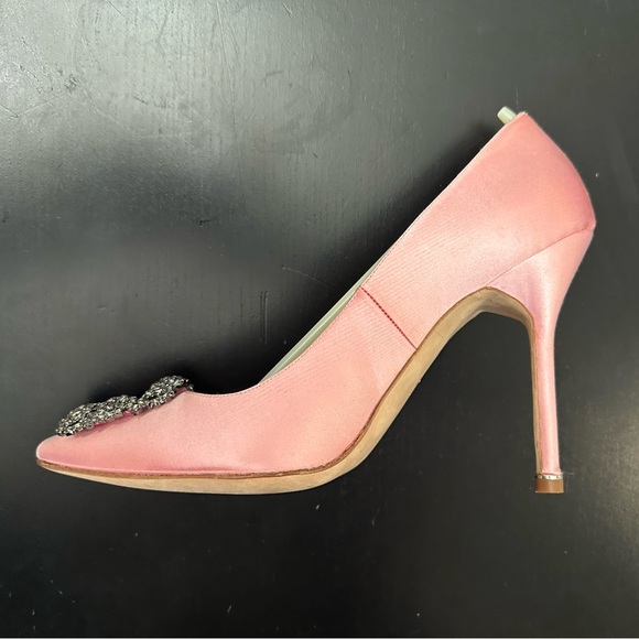 Manolo Blahnik Hangisi 105mm Satin Pink Pump 39.5 - Picture 7 of 16